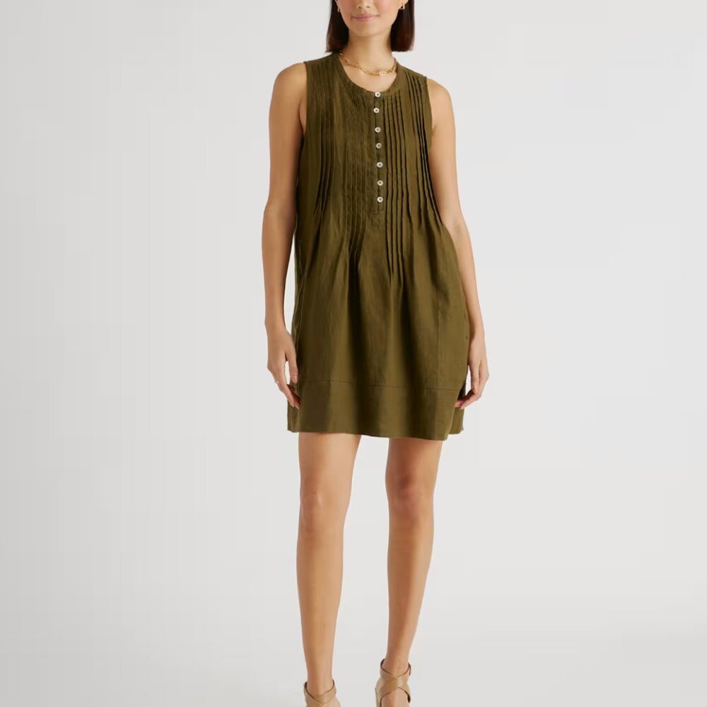 Quince Olive Green Linen Sleeveless Dress - Women’s Size Large